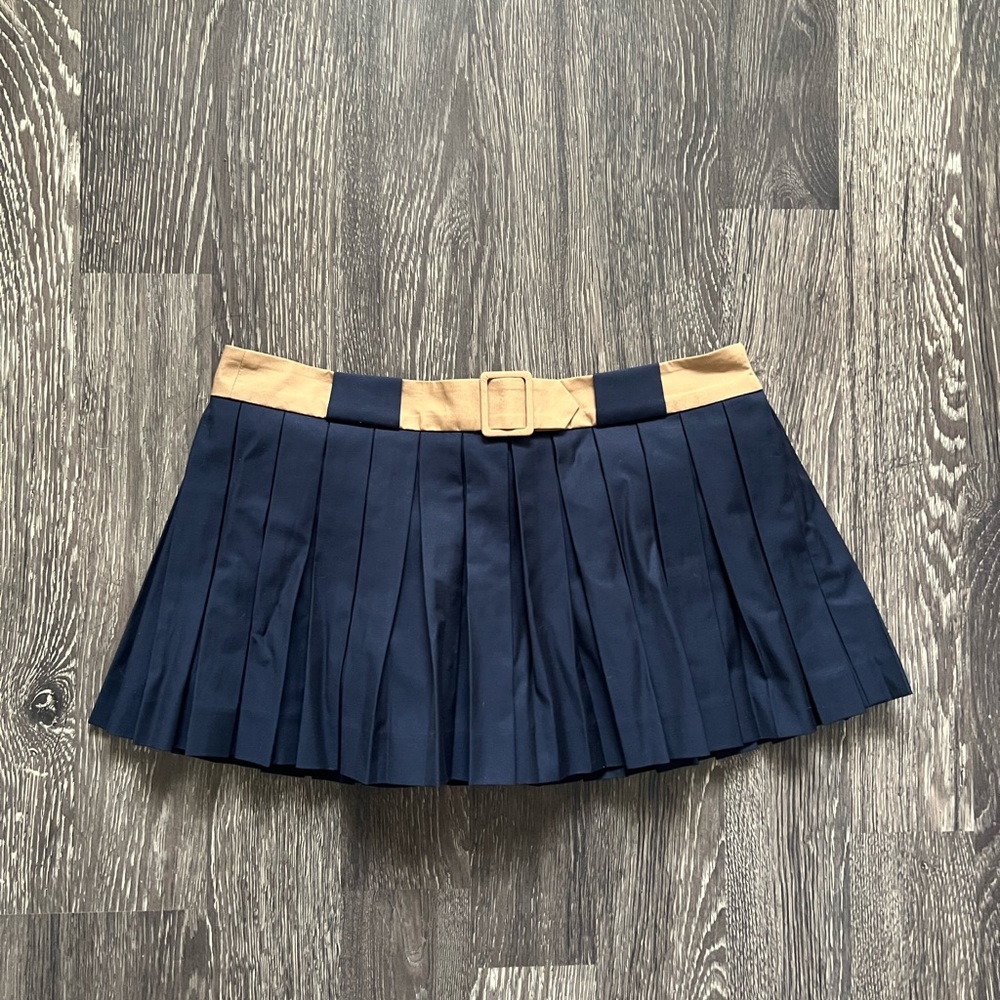 Orseund Iris micro mini pleated skirt navy/camel - Picture 8 of 9